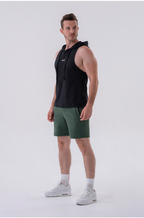 Camiseta de tirantes de fitness con capucha 323 Black