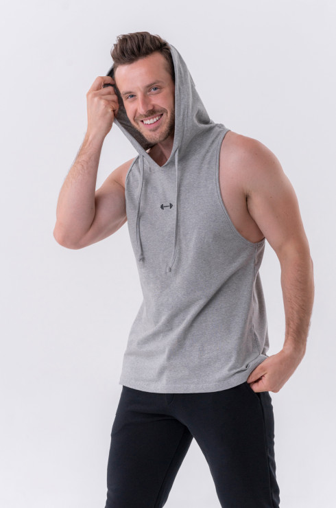 Camiseta de tirantes de fitness con capucha