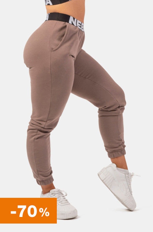 Tepláky Iconic s NEBBIA elastickým pásom Brown