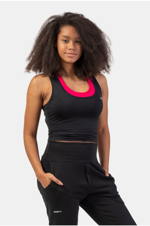 Sporty Slim-Fit Crop Tank Top 422 Black