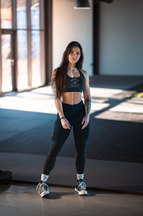 Washed fitness legíny s vysokým pásom GYM WARRIOR